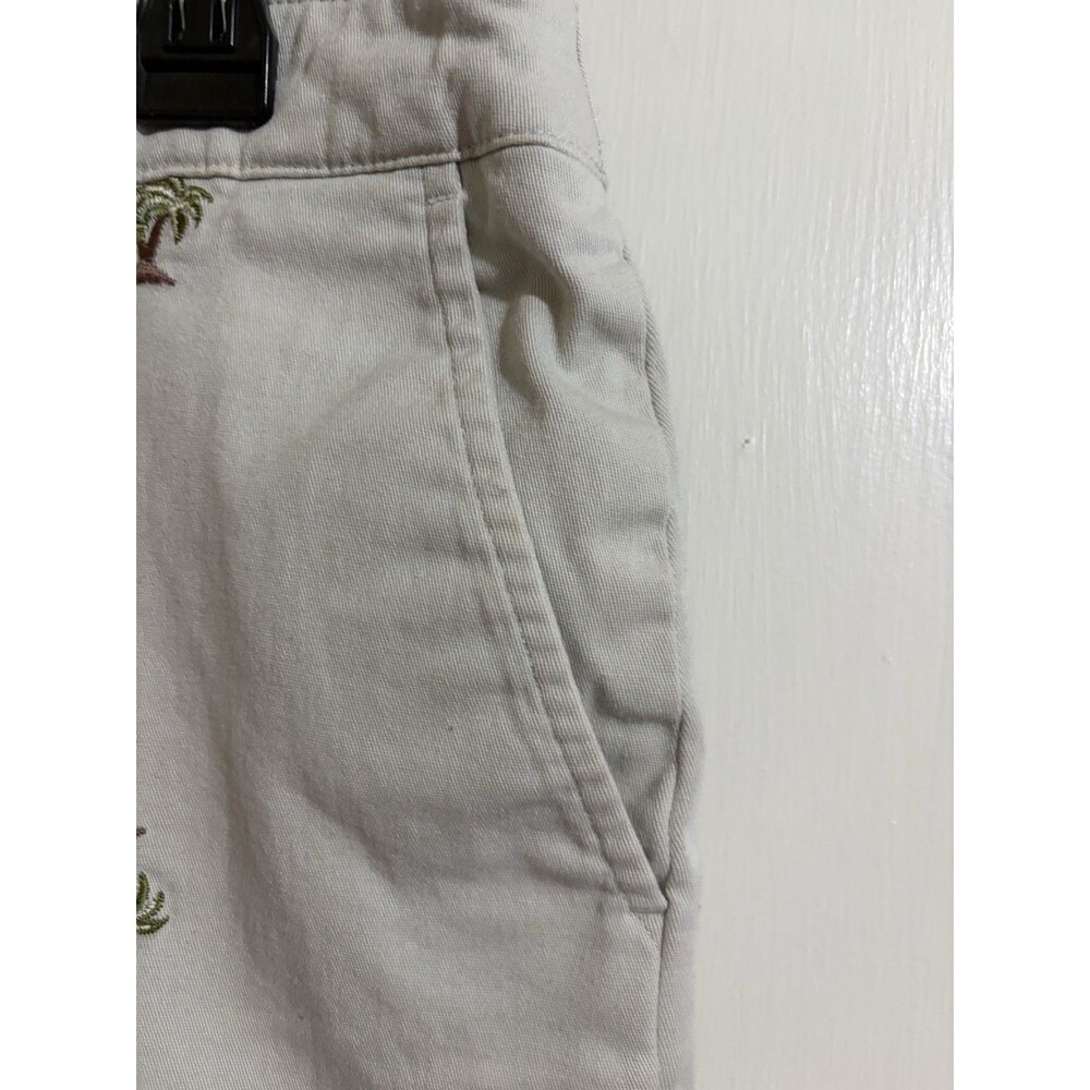 Briggs NY Vintage Palm Tree Embroidered Capri Pants Size14 Beige Tropical Resort - Picture 5 of 8